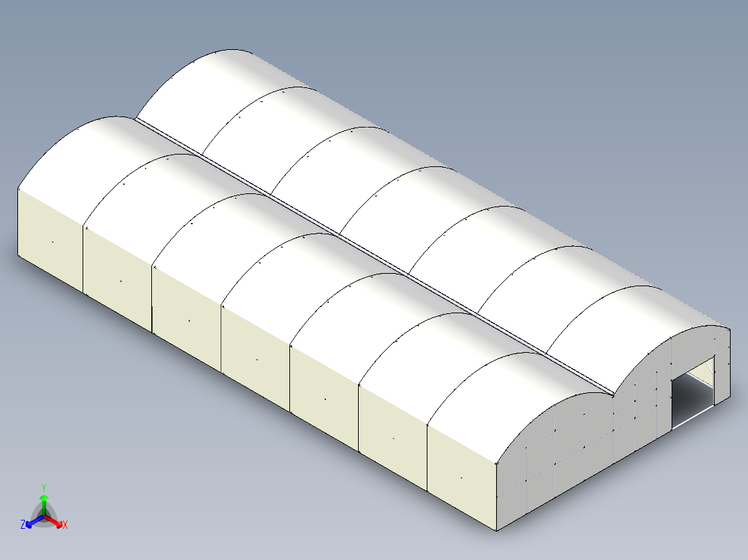 农业温室大棚正等轴测图