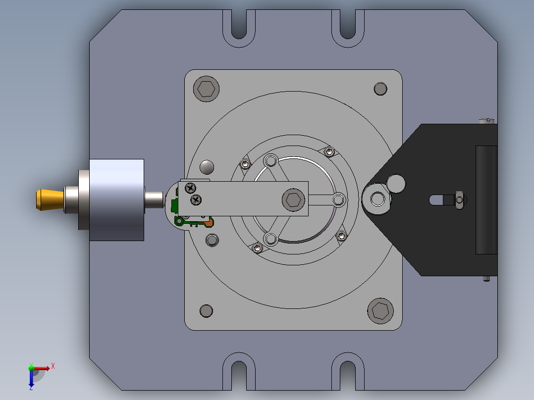 法兰盘钻孔夹具俯视图