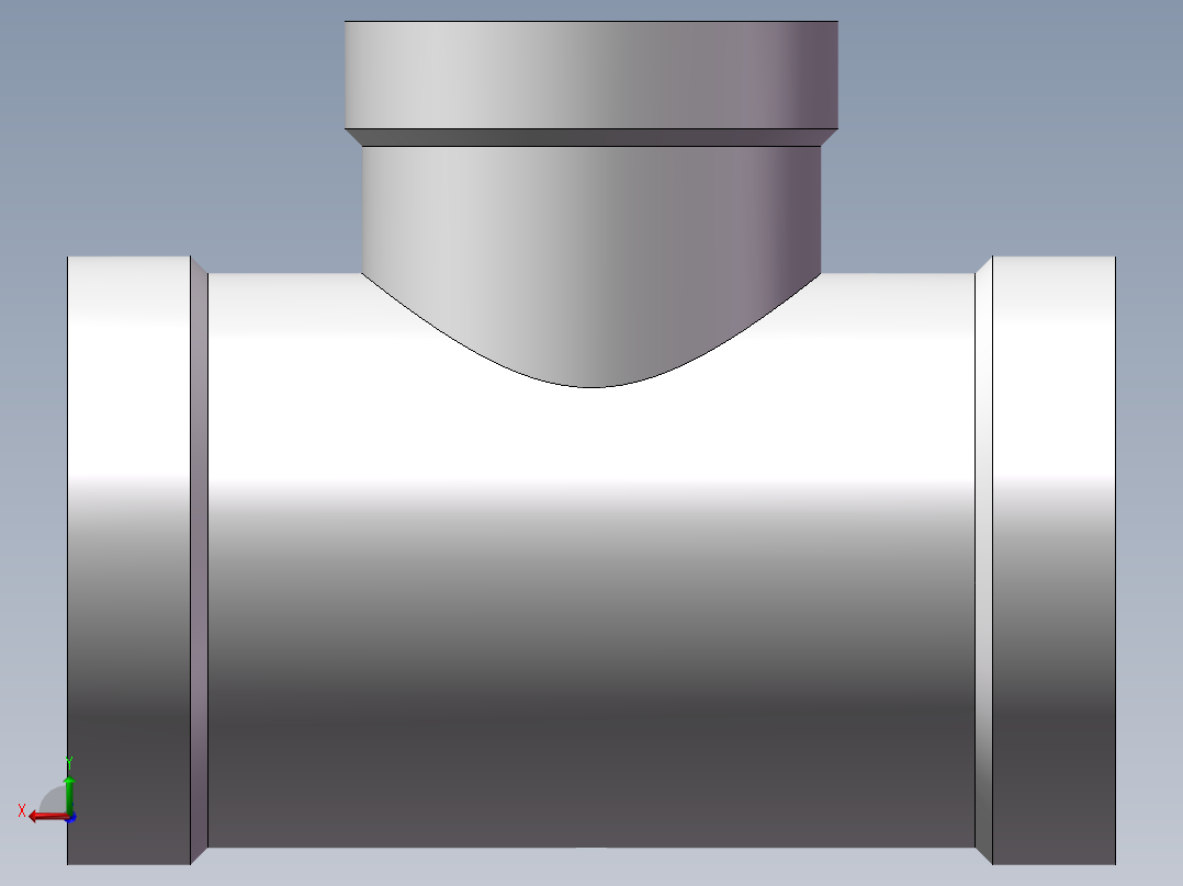 三通-异径 DN25-DN20后视图