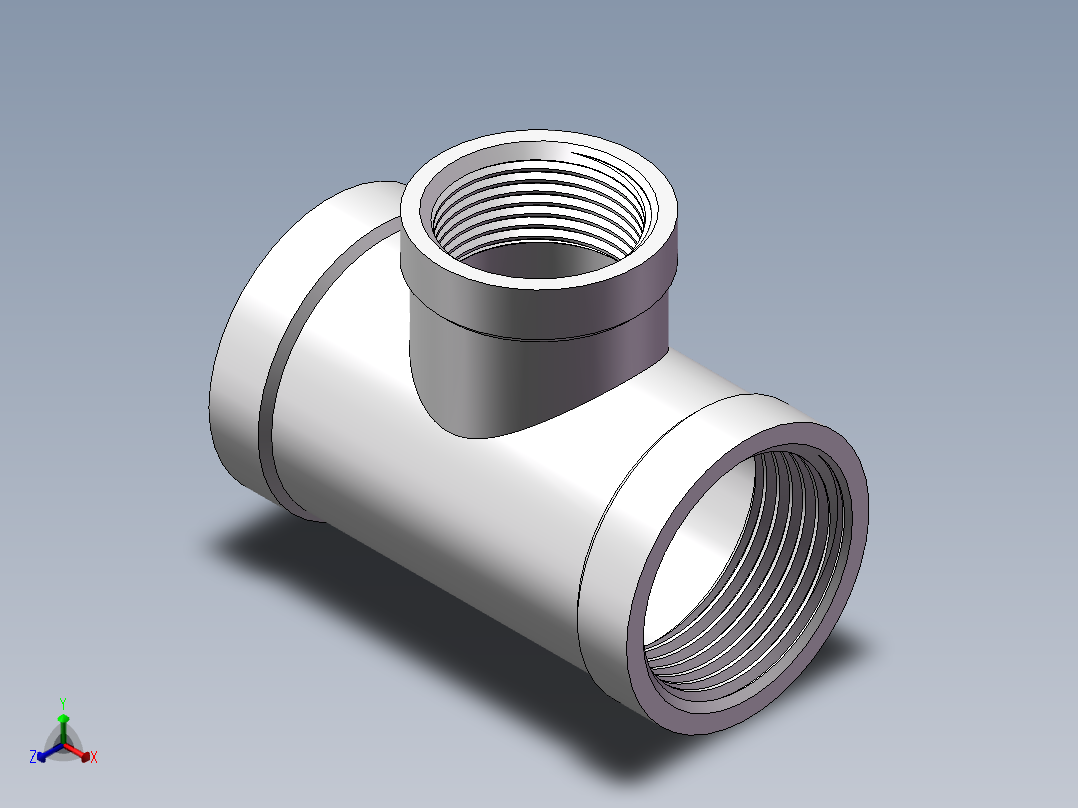 三通-异径 DN25-DN20正等轴测图