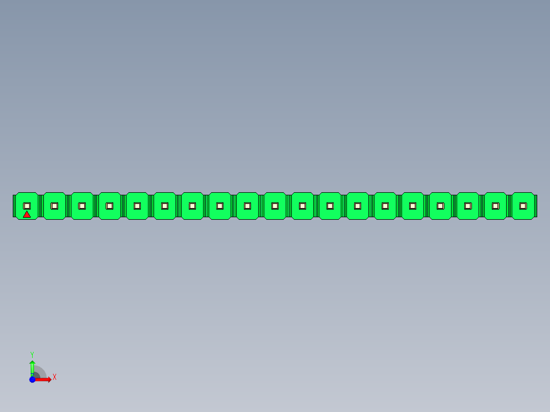 彩色公头100mil（2.54mm）系列-DS1021_green_1x19p_100mil_Type19_rev1.0前视图