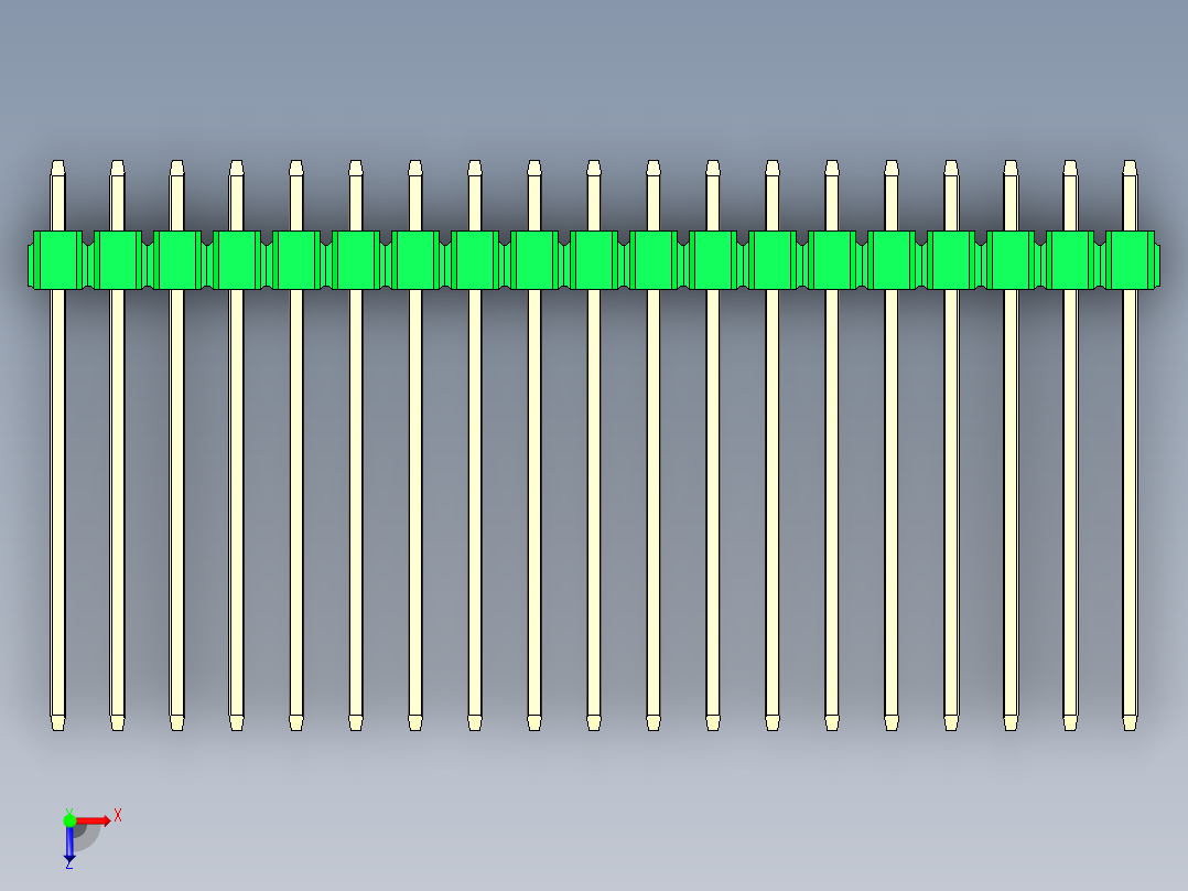 彩色公头100mil（2.54mm）系列-DS1021_green_1x19p_100mil_Type19_rev1.0俯视图