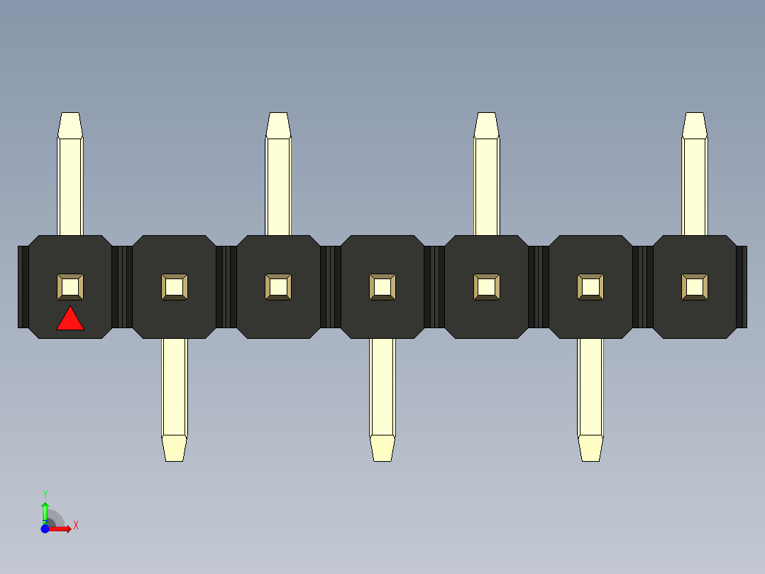 彩色公排针 100mil 2.54mm 系列-DS1022_black_07p_100mil_Type_SMT_R1_rev1.0前视图