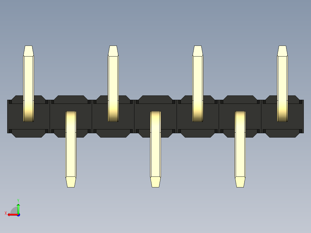 彩色公排针 100mil 2.54mm 系列-DS1022_black_07p_100mil_Type_SMT_R1_rev1.0后视图