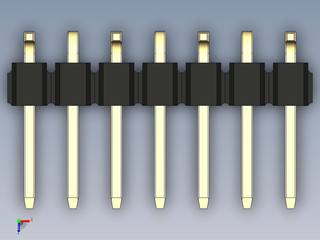 彩色公排针 100mil 2.54mm 系列-DS1022_black_07p_100mil_Type_SMT_R1_rev1.0俯视图