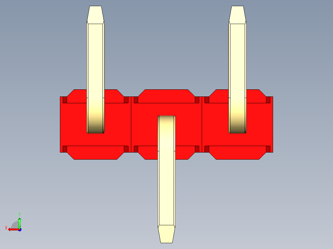 彩色公排针 100mil 2.54mm 系列-DS1022_red_03p_100mil_Type_SMT_R1_rev1.0后视图