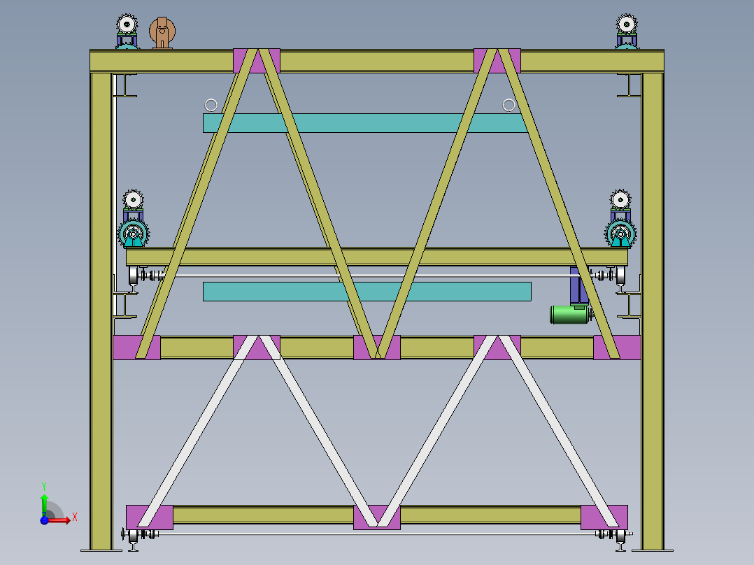 三层三列式升降横移式立体车库设计资料含三维二维说明书前视图
