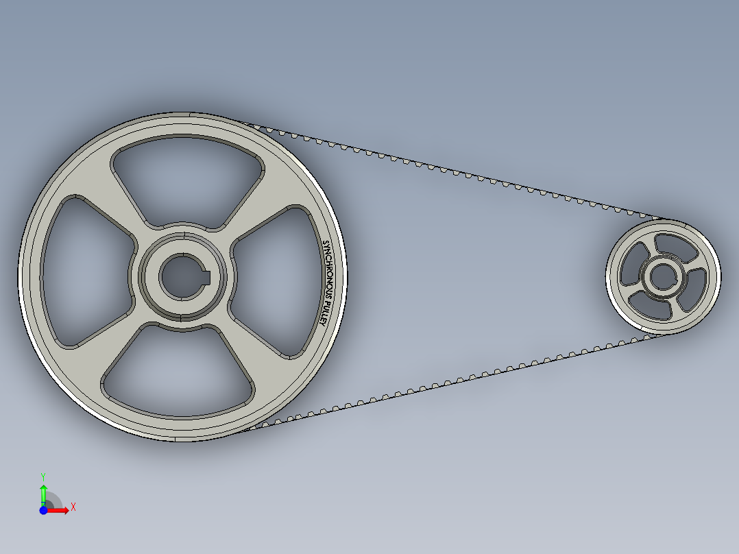 同步带和滑轮--stp三维 3d模型设计图前视图