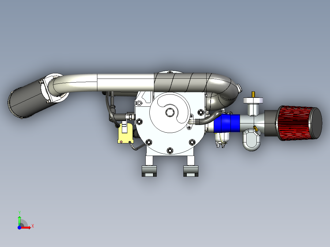 卡丁车绘制了 345cc Wankel 发动机前视图