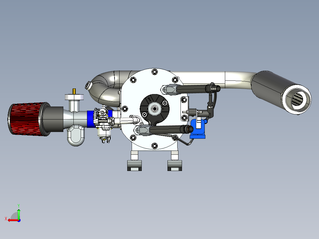 卡丁车绘制了 345cc Wankel 发动机后视图