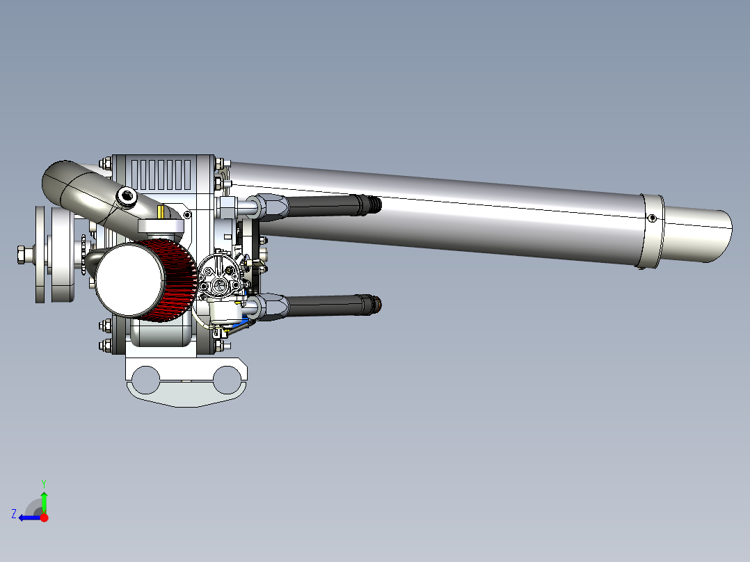 卡丁车绘制了 345cc Wankel 发动机右视图