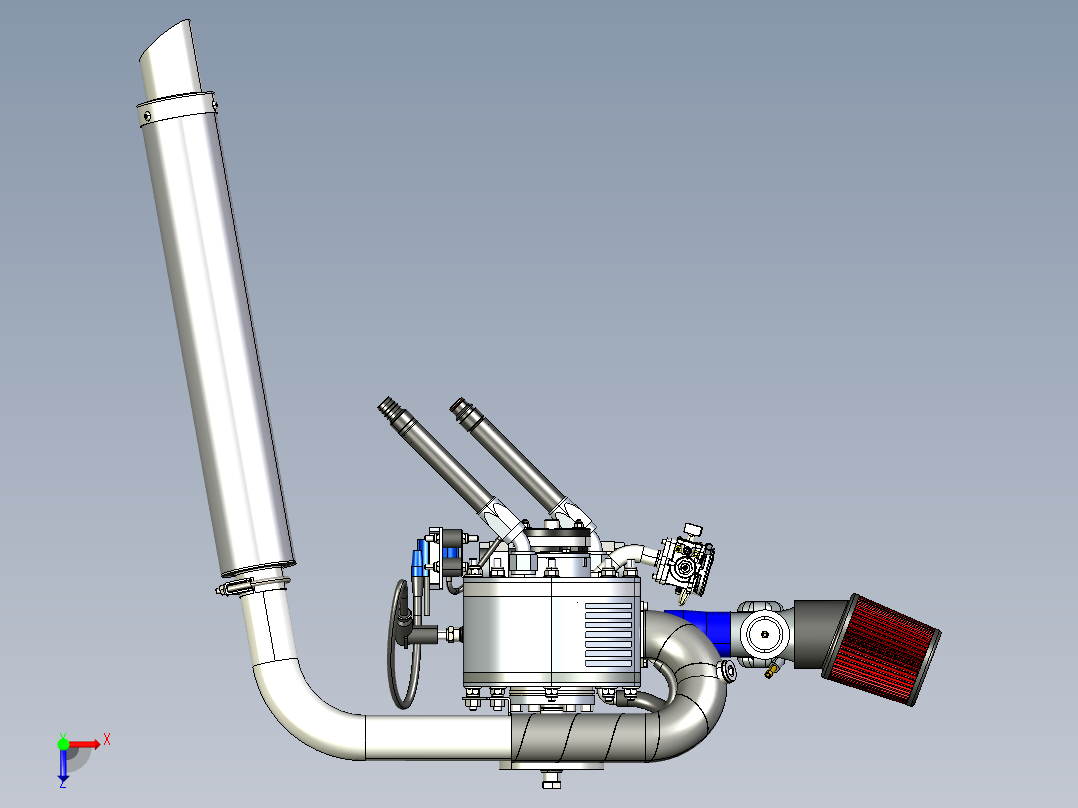 卡丁车绘制了 345cc Wankel 发动机俯视图