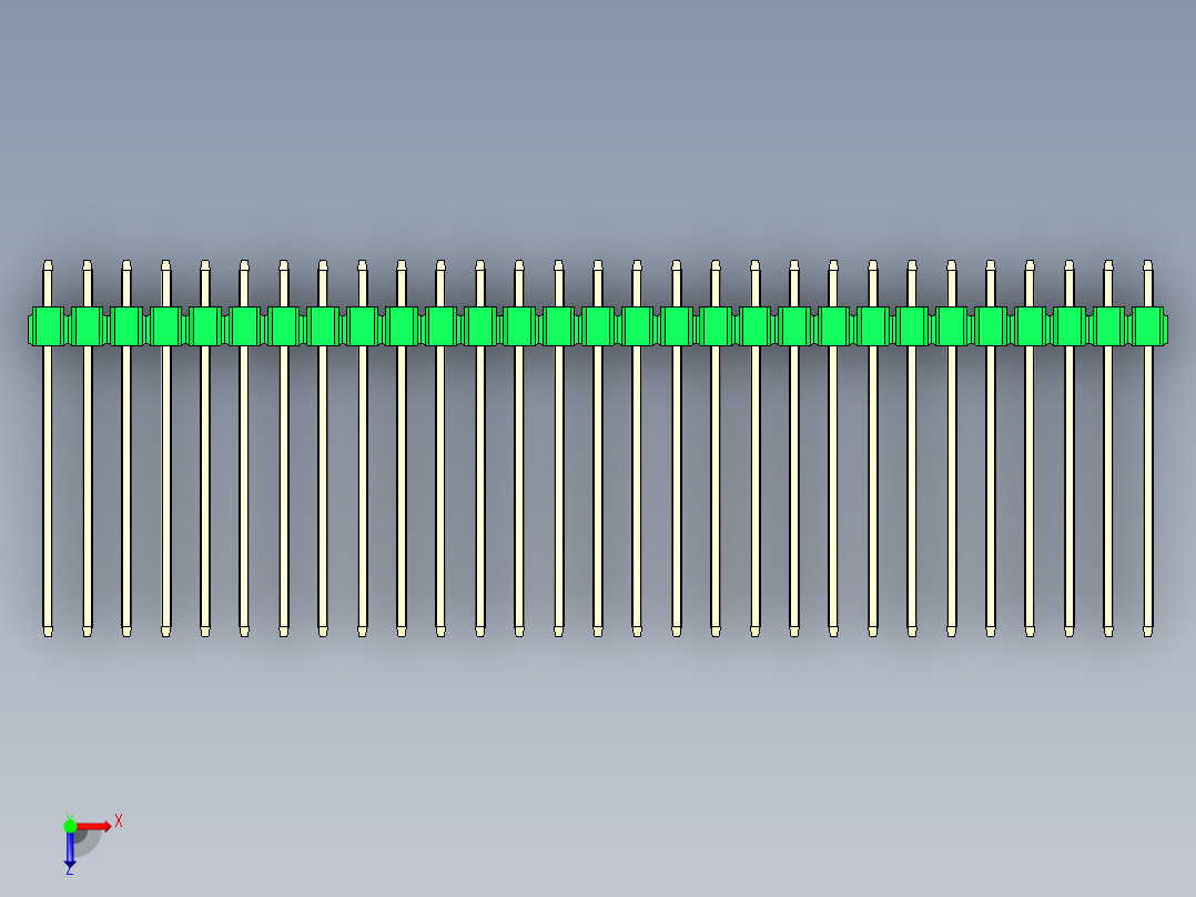 彩色公头100mil（2.54mm）系列-DS1021_green_2x29p_100mil_Type19_rev1.0俯视图