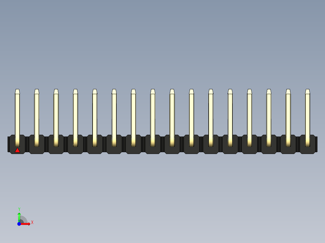 彩色公排针 100mil 2.54mm 系列-DS1022_black_16p_100mil_TypeU_rev1.0前视图