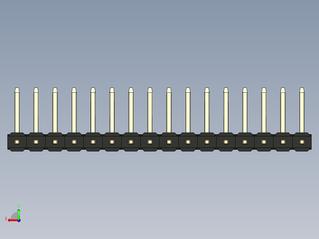 彩色公排针 100mil 2.54mm 系列-DS1022_black_16p_100mil_TypeU_rev1.0后视图