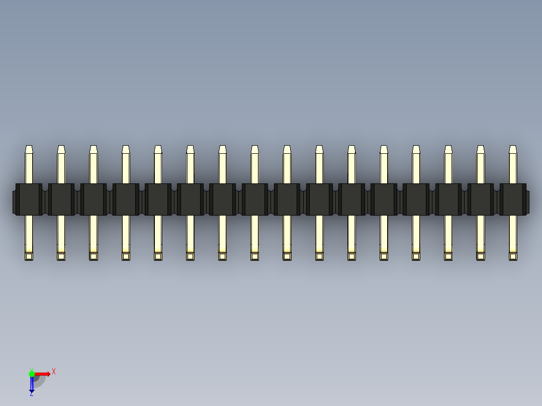 彩色公排针 100mil 2.54mm 系列-DS1022_black_16p_100mil_TypeU_rev1.0俯视图