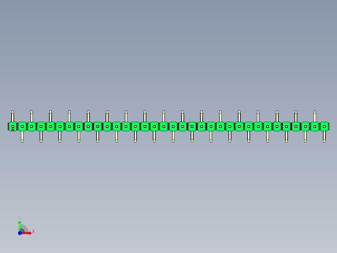 彩色公排针 100mil 2.54mm 系列-DS1022_green_34p_100mil_Type_SMT_R1_rev1.0前视图