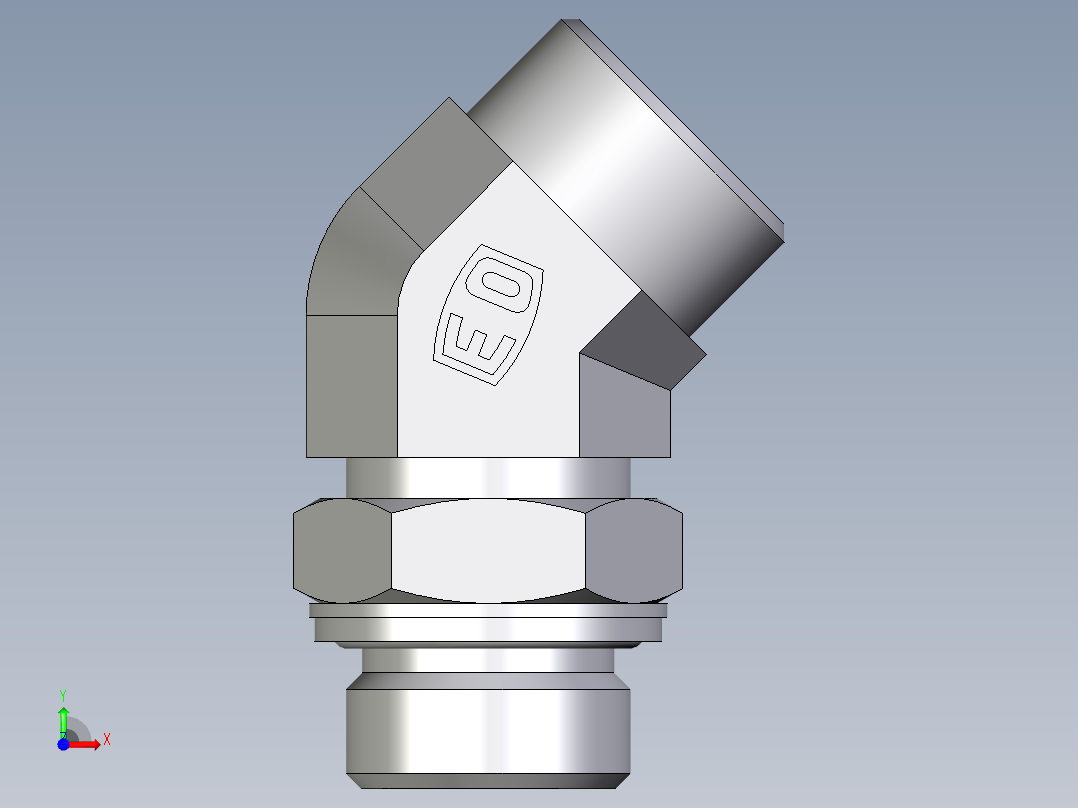 卡套式工业通用硬管接头EO_Adjustable_locknut_45_deg_elbow_VEE22LM27X2OMDCF前视图