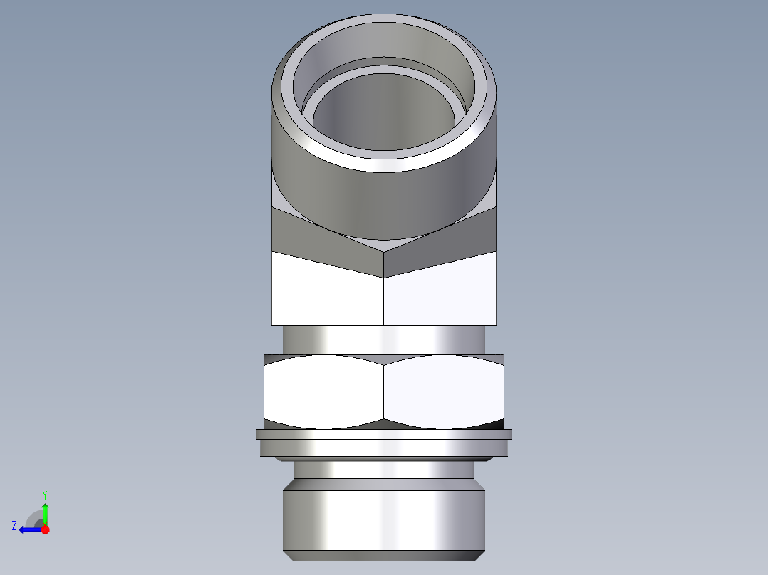 卡套式工业通用硬管接头EO_Adjustable_locknut_45_deg_elbow_VEE22LM27X2OMDCF右视图