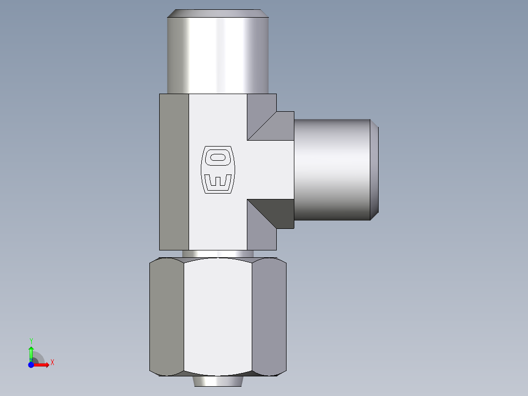 卡套式工业通用硬管接头EO_Swivel_nut_run_tee_EL06LOMDCF前视图