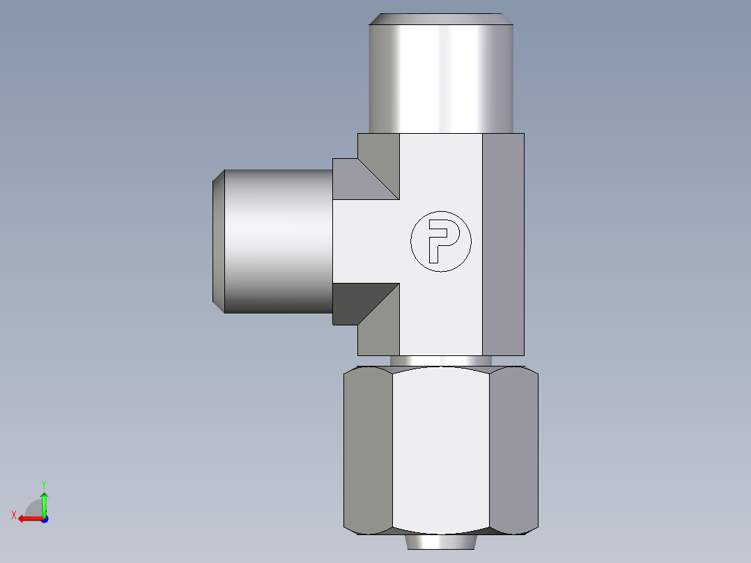 卡套式工业通用硬管接头EO_Swivel_nut_run_tee_EL06LOMDCF后视图