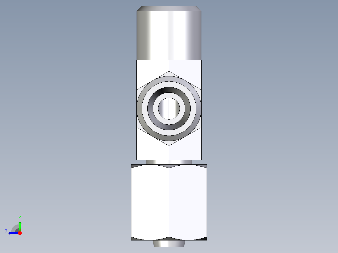 卡套式工业通用硬管接头EO_Swivel_nut_run_tee_EL06LOMDCF右视图