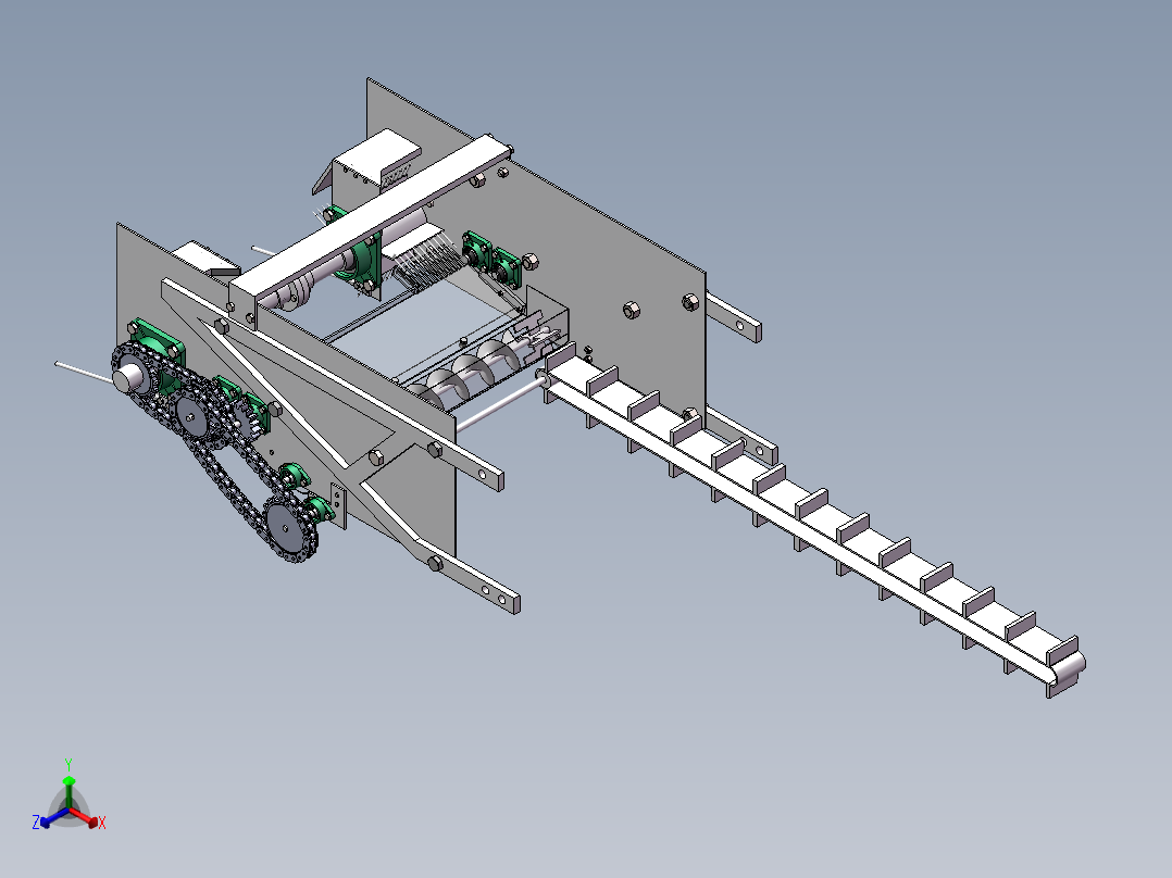 棉桃收获机构正等轴测图