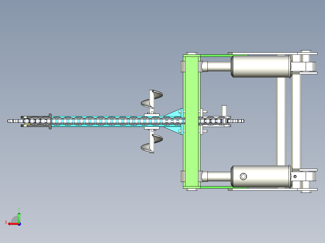 链式开沟机三维带参模型后视图