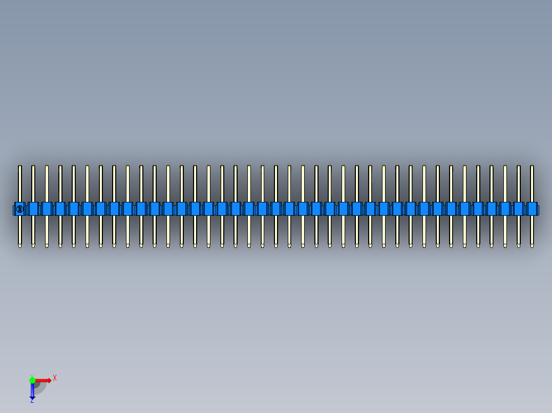 彩色公排针 100mil 2.54mm 系列-DS1022_blue_3x39p_100mil_TypeD_rev1.0俯视图
