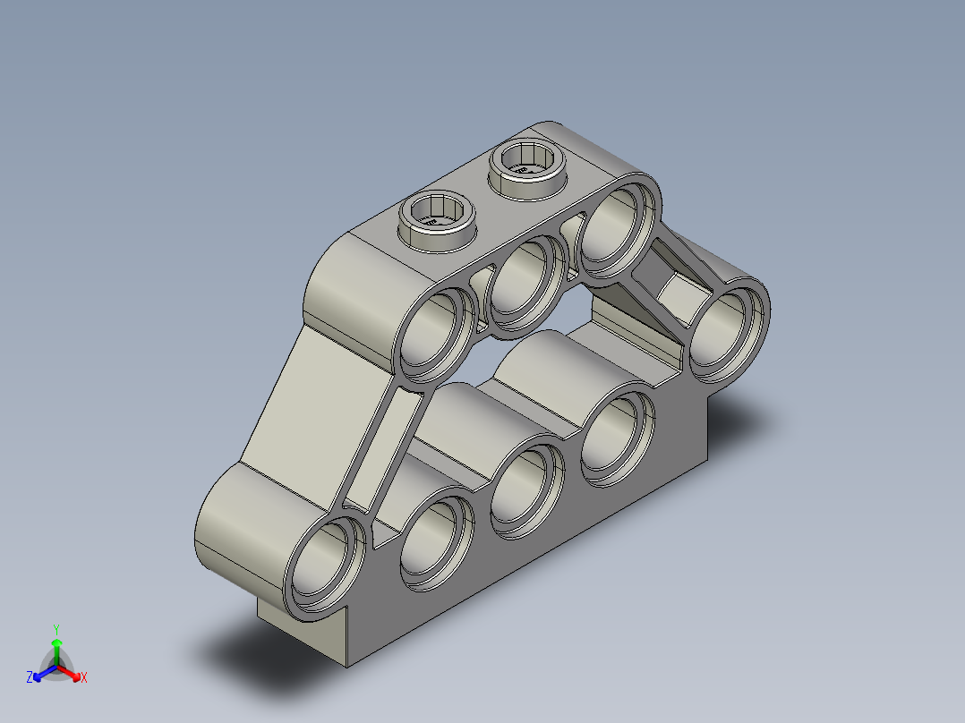气缸电机-32333 Medium Stone Technic Engine Block 1 x 5 x 3正等轴测图