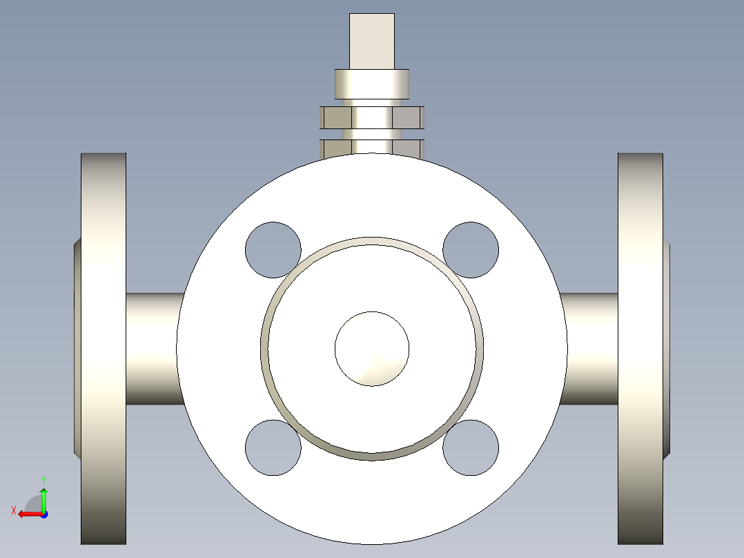 管道手动球阀-水管开关阀-手动阀门DN20三通球阀后视图