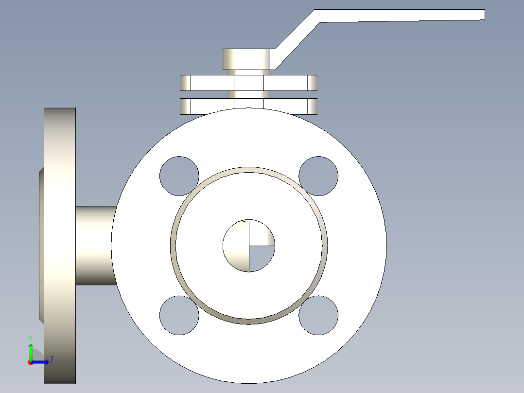管道手动球阀-水管开关阀-手动阀门DN20三通球阀左视图