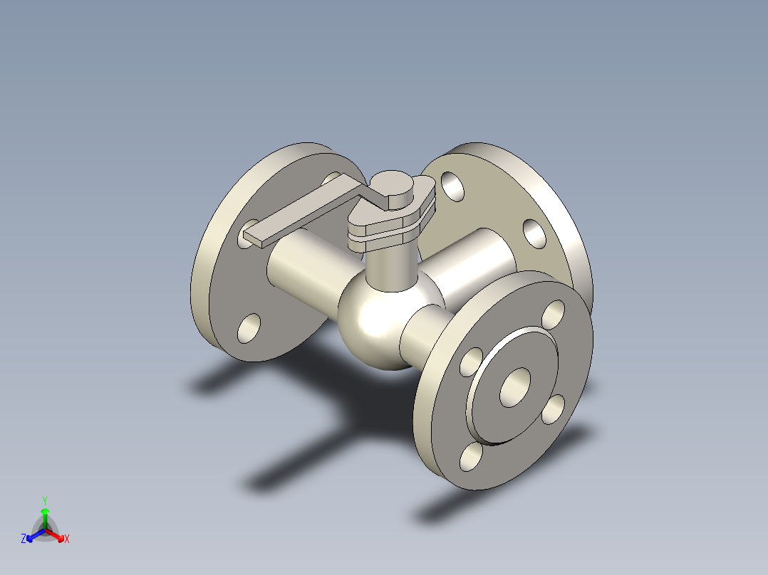 管道手动球阀-水管开关阀-手动阀门DN20三通球阀正等轴测图