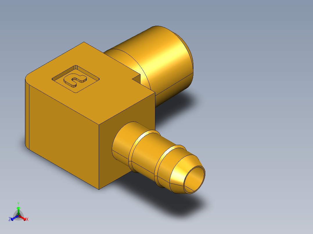 工业通用螺蚊管倒齿式工业硬管接头Male Elbow 229-4-1正等轴测图