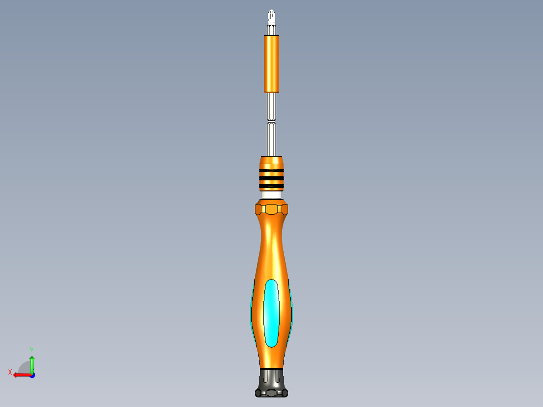 可伸缩可换批头螺丝刀后视图