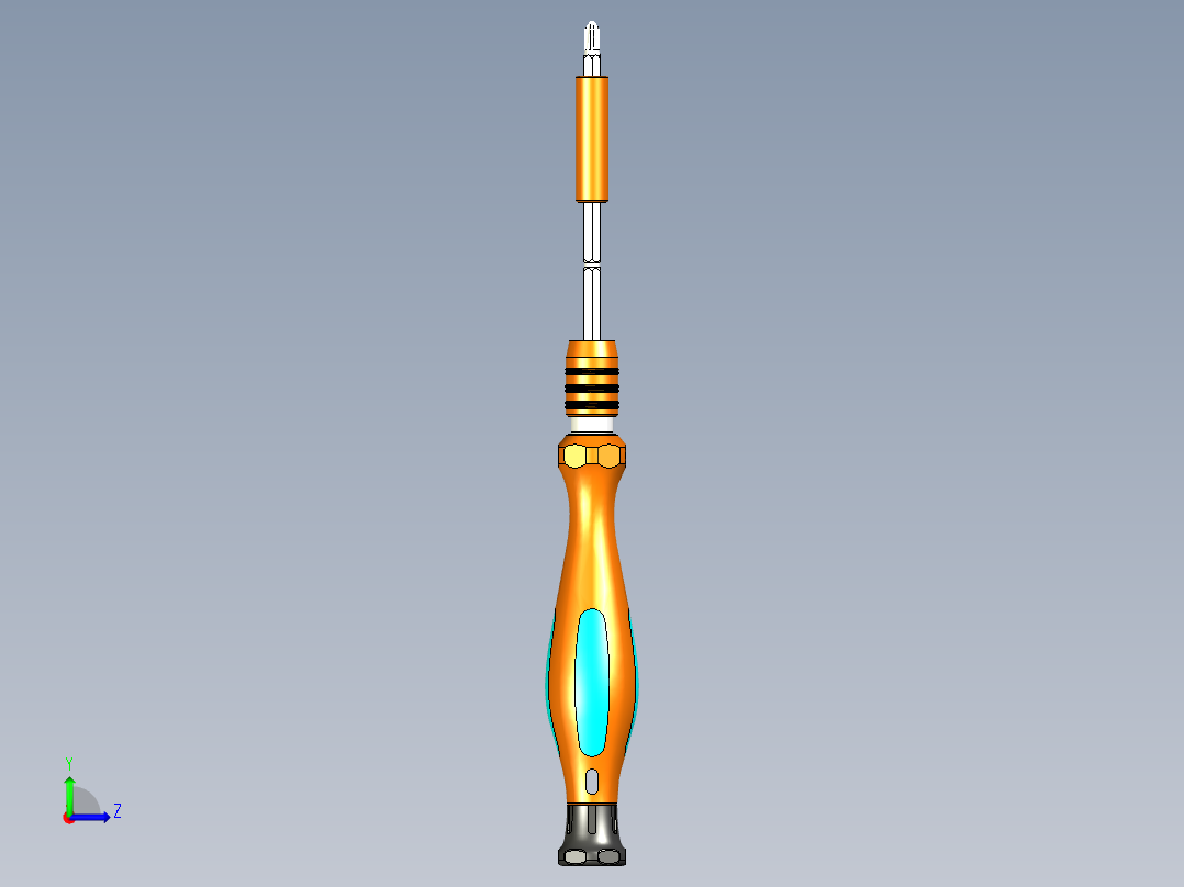 可伸缩可换批头螺丝刀左视图