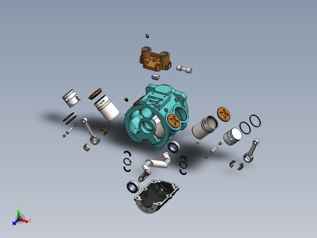 简易四缸发动机爆炸<span style='color: red'>3D</span>模型<span style='color: red'>图纸</span> <span style='color: red'>Solidworks</span>设计 <span style='color: red'>附</span>平面<span style='color: red'>工程图</span>