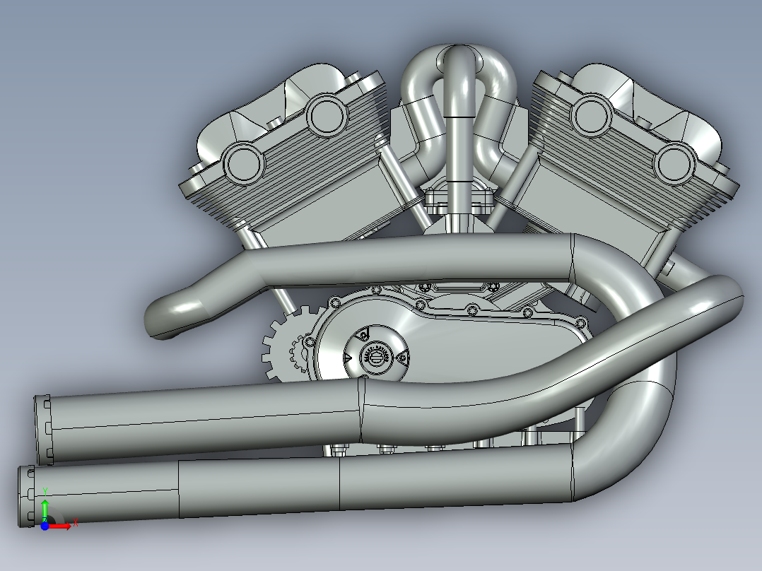 哈雷戴维森 V ROD 发动机前视图