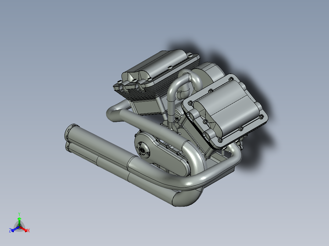 哈雷戴维森 V ROD 发动机正等轴测图