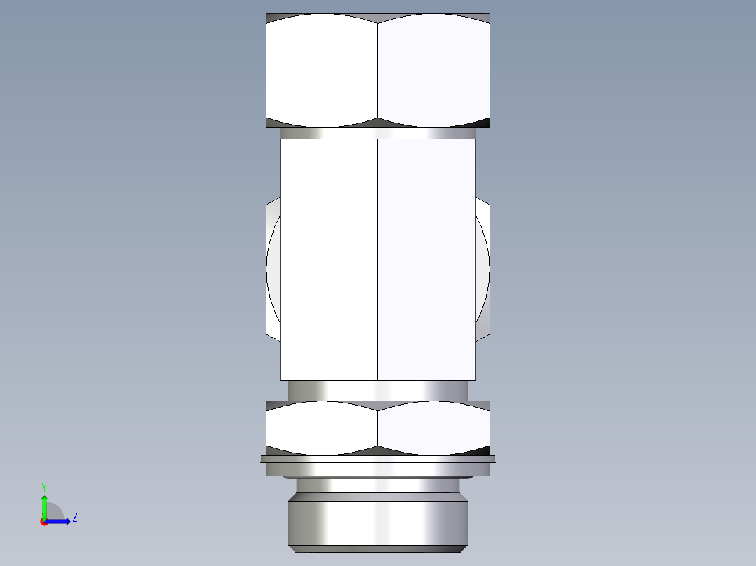 卡套式工业通用硬管接头EO_Adjustable_locknut_run_tee_LEE28ZLMCF左视图
