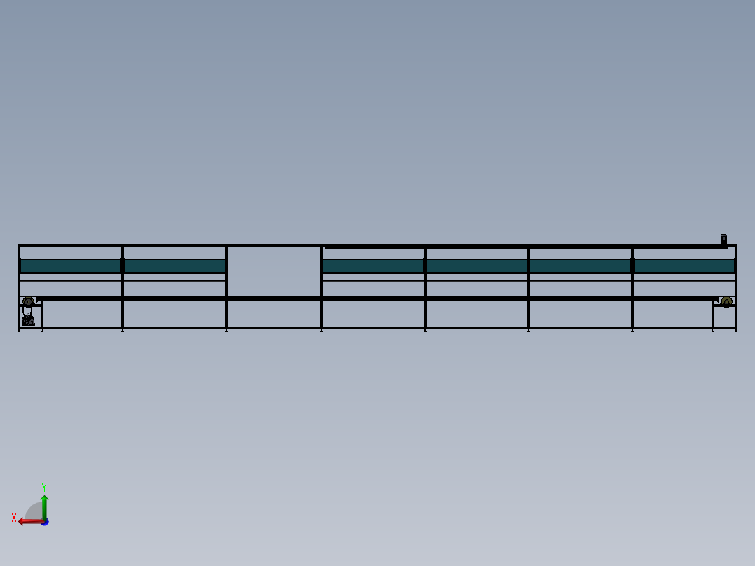 15米铝型材皮带流水线后视图