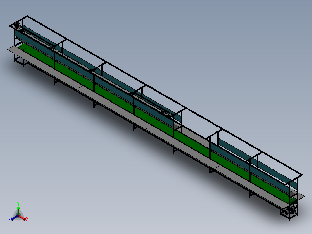 15米铝型材皮带流水线正等轴测图
