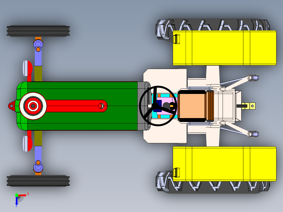 低速牵引拖车拖拉机俯视图