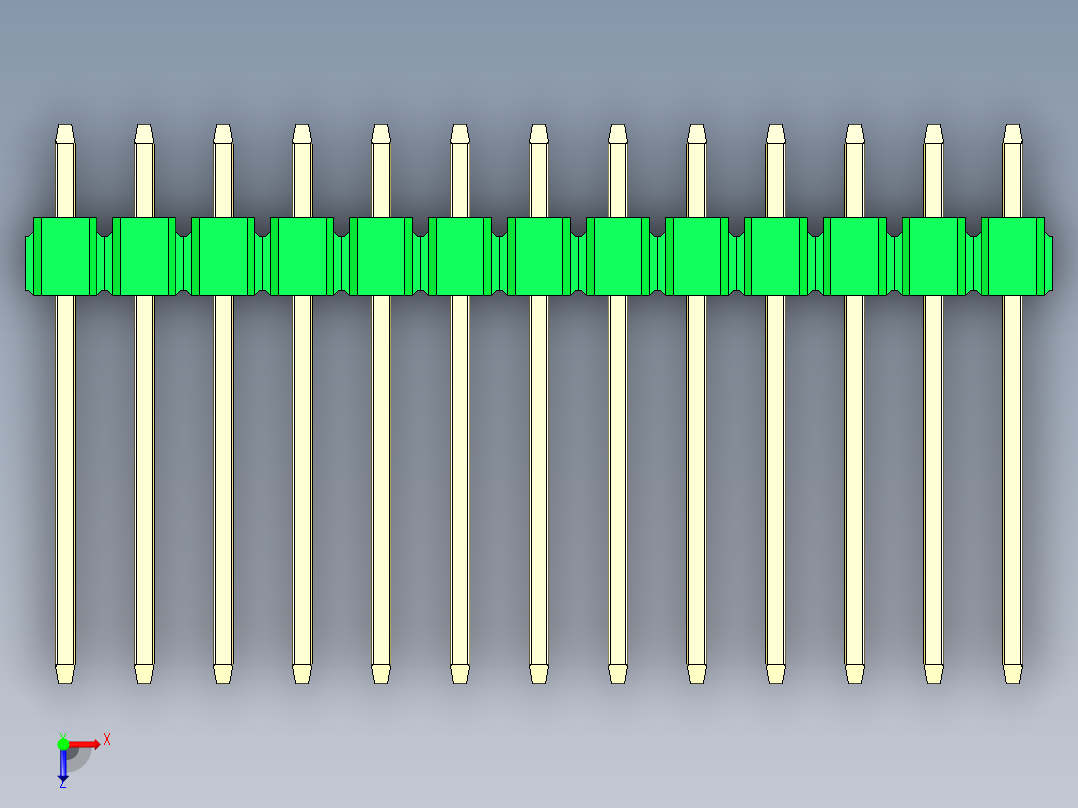 彩色公头100mil（2.54mm）系列-DS1021_green_2x13p_100mil_Type5_rev1.0俯视图