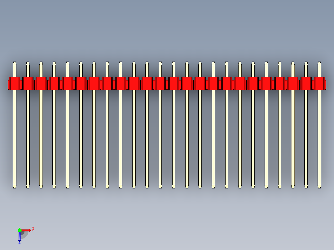 彩色公头100mil（2.54mm）系列-DS1021_red_3x24p_100mil_Type19_rev1.0俯视图