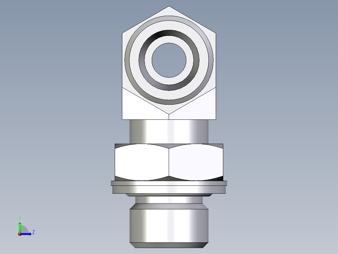 卡套式工业通用硬管接头EO_Adjustable_locknut_branch_tee_TEE10SMOMDCF左视图