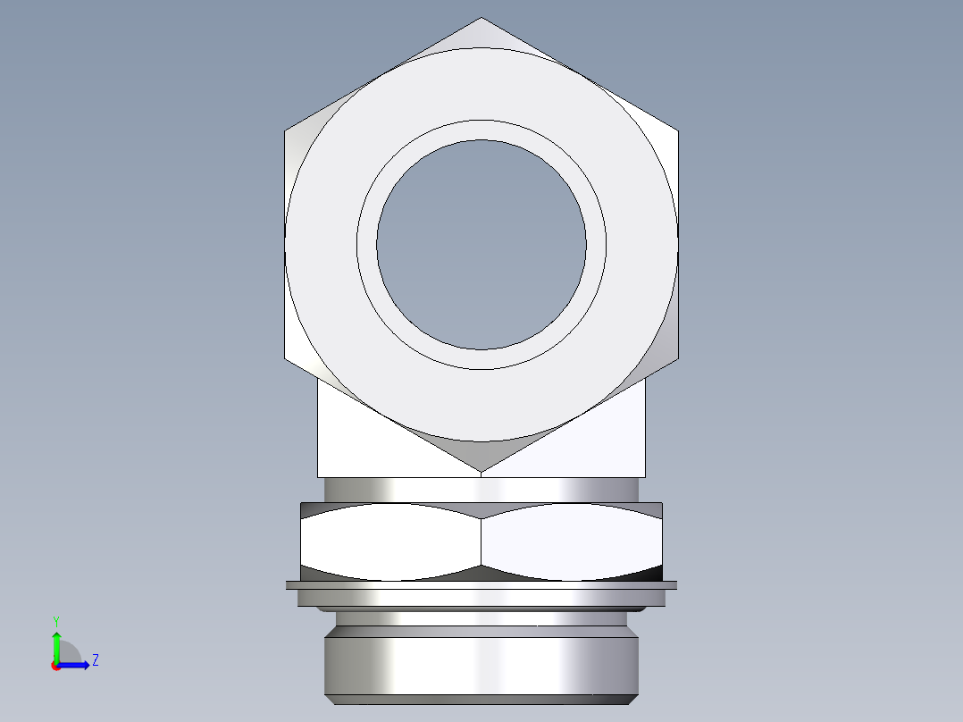 卡套式工业通用硬管接头EO_Adjustable_locknut_branch_tee_TEE38SRCF左视图