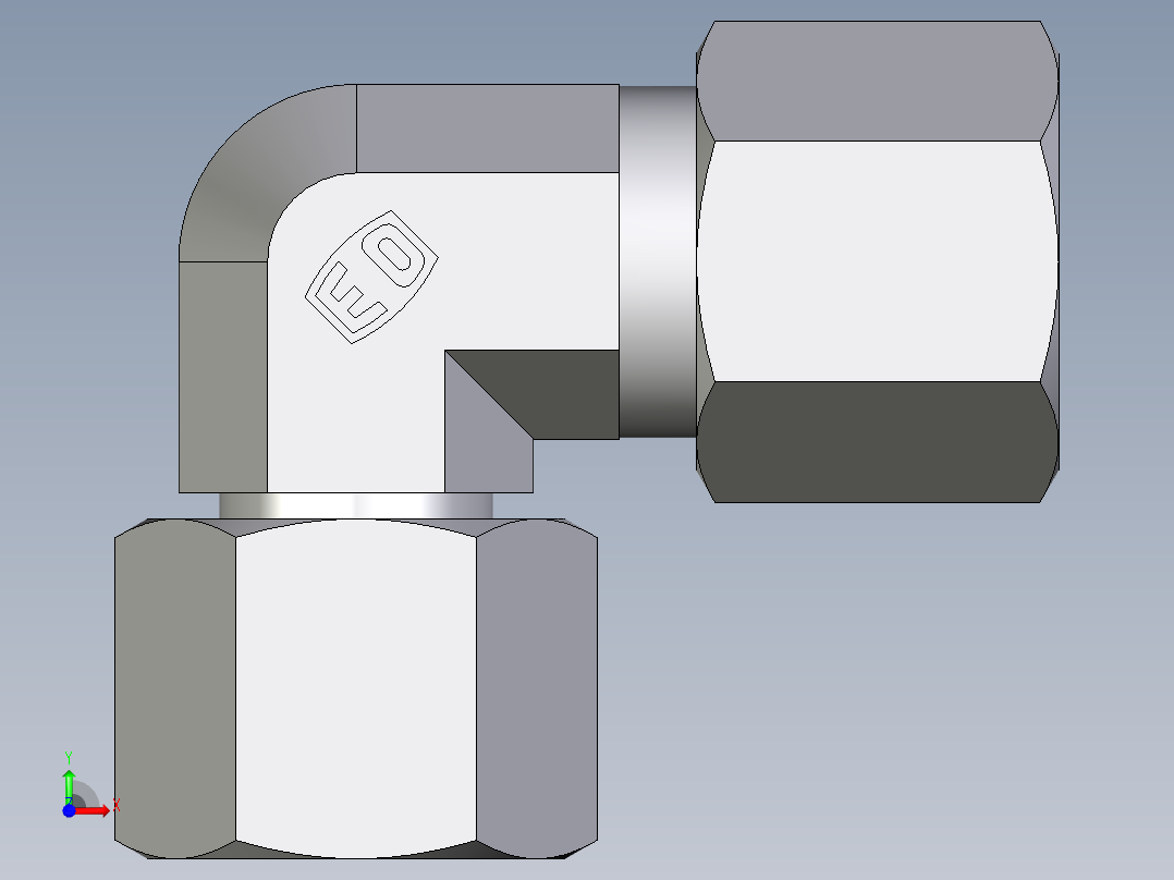 卡套式工业通用硬管接头EO_Swivel_nut_elbow_EW08ZSCF前视图