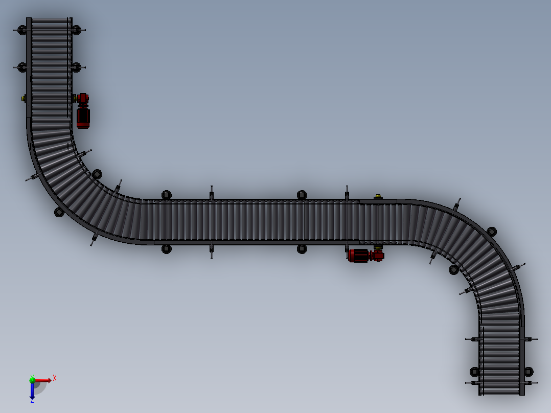 链式输送机-滚筒输送机俯视图