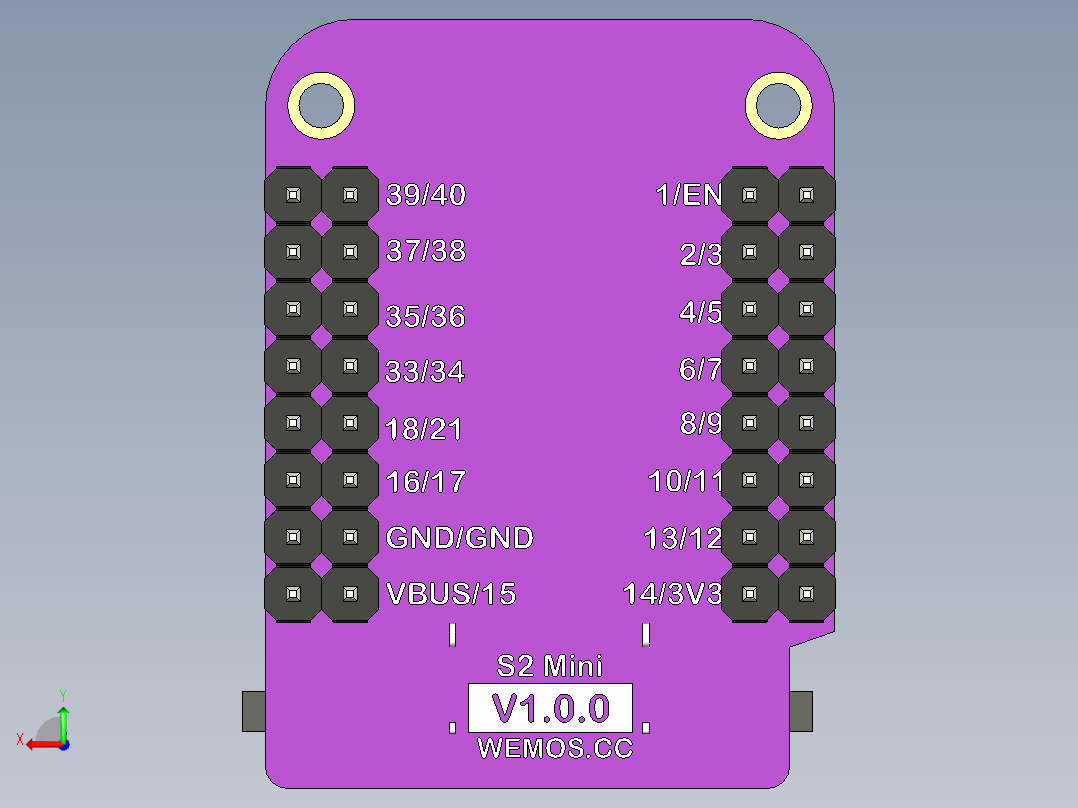 Wemos ESP32 S2Mini模块开发板后视图